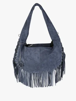 You Young Coveri Borsa a spalla da donna con frange e borchie - blu scuro
