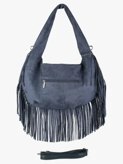 You Young Coveri Borsa a spalla da donna con frange e borchie - blu scuro