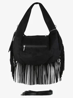 You Young Coveri Borsa a spalla da donna con frange e borchie - nero