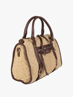 You Young Coveri Borsa bauletto da donna in maglia intrecciata con dettagli in ecopelle - beige