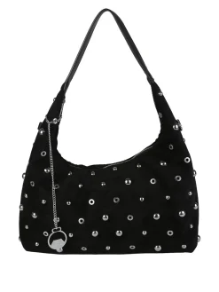 You Young Coveri Borsa hobo da donna in tessuto scamosciato con borchie - moro