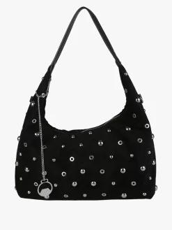 You Young Coveri Borsa hobo da donna in tessuto scamosciato con borchie - moro