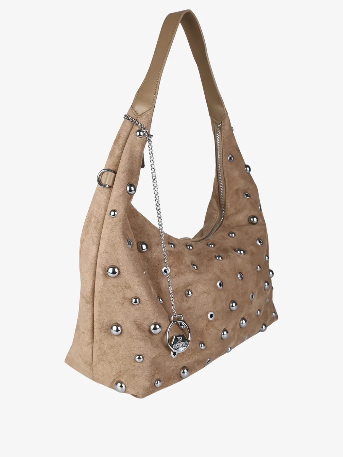 You Young Coveri Borsa hobo da donna in tessuto scamosciato con borchie - khaki