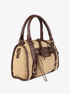 You Young Coveri Borsa mini da donna in maglia intrecciata con doppi manici e dettagli in ecopelle - khaki