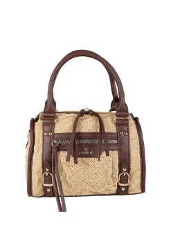 You Young Coveri Borsa mini da donna in maglia intrecciata con doppi manici e dettagli in ecopelle - khaki