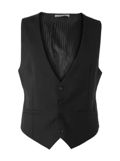Y.T Jeans Gilet classico da uomo con bottoni - nero