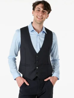 Y.T Jeans Gilet classico da uomo con bottoni - blu scuro