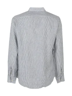 Y.Two Camicia in lino da uomo a fantasia rigata