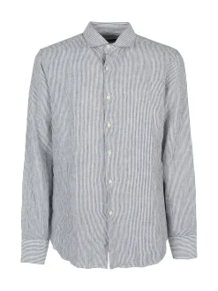 Y.Two Camicia in lino da uomo a fantasia rigata