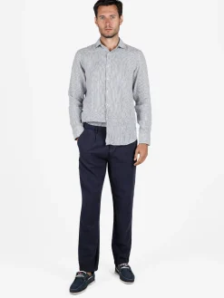 Y.Two Camicia in lino da uomo a fantasia rigata