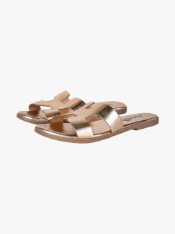 Zantea Ciabatte in pelle da donna con fascia ad H - rosa
