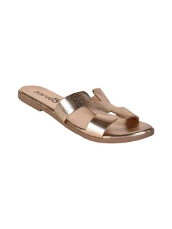 Zantea Ciabatte in pelle da donna con fascia ad H - rosa